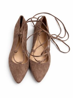 Ann Taylor Brown Suede Flats with Minimalist Design